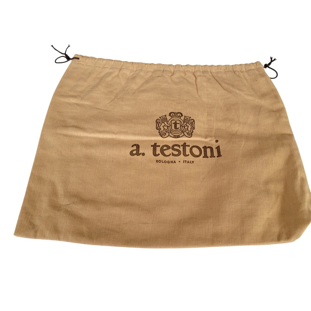 A. Testoni Bologna Italy Tan Cotton Flannel Drawstring Dust Bag 13x11 Shoe Bag